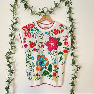 Vintage GORGEOUS Knit Floral Multicolored Sweater Vest